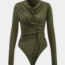 Knit Ruched Long Sleeve Bodysuit -Women's Clothing Store 4272e458 a889 4580 b0fb 99910088fe3c