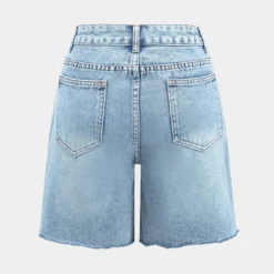 Denim Button Pocket Shorts -Women's Clothing Store 430d90e3 ce99 4e5b 9e49 bacf0e1e3033