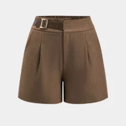 Belted Ruched High Waist Shorts