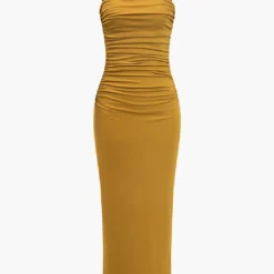 Solid Cut Out Halter Midi Dress -Women's Clothing Store 4434a63c 42b4 4906 b4e2 5ad2b1400703