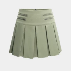 Zipper Detail Ruched Skirt