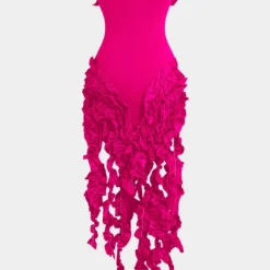 Ruffled Fringe Strapless Midi Dress -Women's Clothing Store 44636b8d b06b 4d47 b788 efefed5c0134