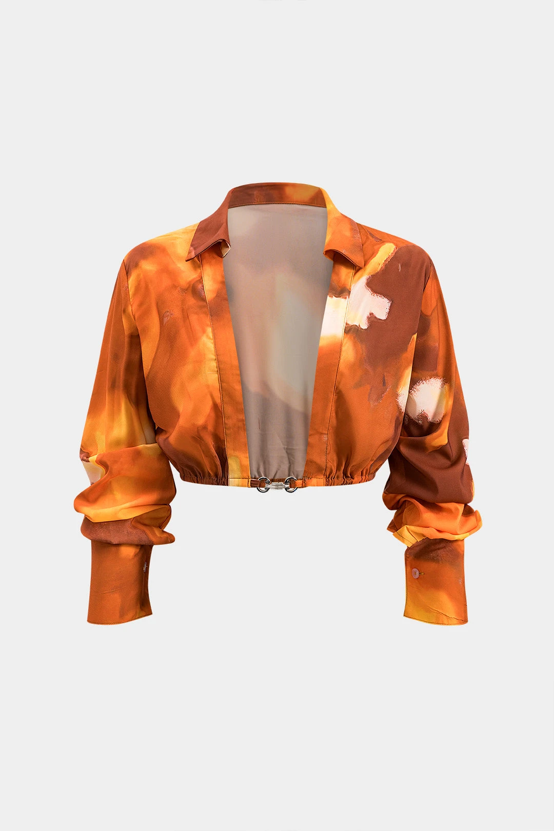 Watercolor Print Ruched Long-Sleeve Shirt 2 Watercolor Print Ruched Long-Sleeve Shirt - Image 2