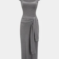 Solid Tie Midi Dress