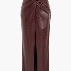 Faux Leather Twist Slit Skirt