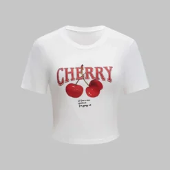 Fruit Letter Print Short Sleeve T-Shirt