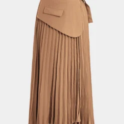 Solid Asymmetrical Pleated Skirt -Women's Clothing Store 480a3cf4 1107 4b50 a925 aa16422f0f36