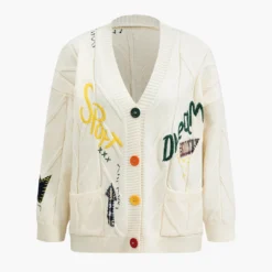 Letter Embroidery Sweater Cardigan