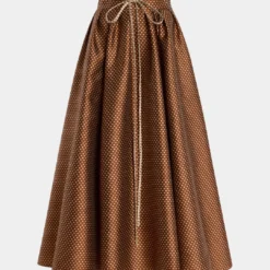 Polka Dots Print Satin Tie-Up Skirt