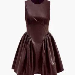 Faux Leather Sleeveless Mini Dress