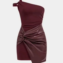 Faux Leather Patchwork Mini Dress