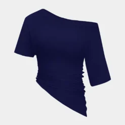 Asymmetrical Short Sleeve Ruched T-Shirt -Women's Clothing Store 4ac58f0e d630 4582 8470 89b0e08d5bdc