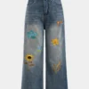 Denim Embroidery Straight Leg Jeans