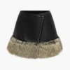 Faux Leather Patchwork Fur Skirt