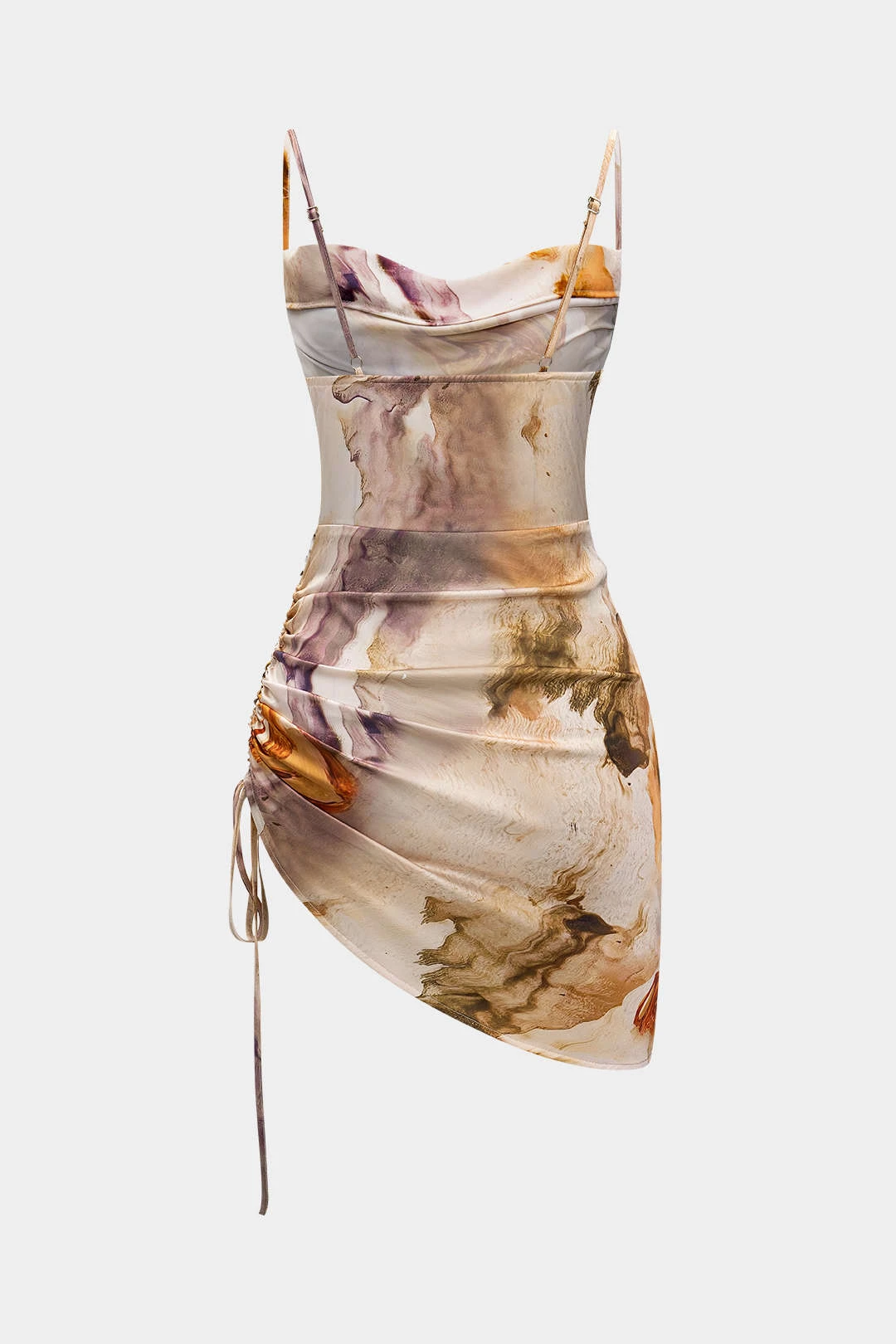 Watercolor Print Ruched Sleeveless Mini Dress 2 Watercolor Print Ruched Sleeveless Mini Dress - Image 2