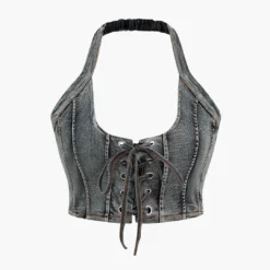 Denim Tie Up Halter And Mini Skirt Set -Women's Clothing Store 4bcd28c1 4591 402d 9ded 37ed0a38f39b