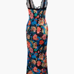 Floral Print Lace Trim V-neck Maxi Dress -Women's Clothing Store 4dc19b3c 7ce5 4a5a 87fa 38da1570e52f