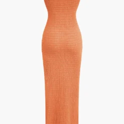 Textured Ruched Cut Out Strapless Slit Maxi Dress -Women's Clothing Store 4e5248b2 eb46 4fd2 afb5 1e30f32264c6