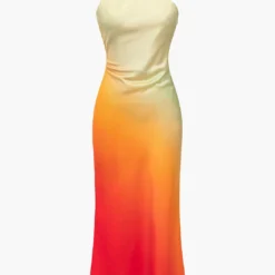 Ombre Print Satin Asymmetrical Maxi Dress -Women's Clothing Store 4e68b573 e535 4cd5 b143 51669b19e997