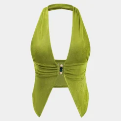 Ruched Beaded Backless Cut Out Tank Top