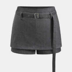 Metallic Belted Pocket Skirt