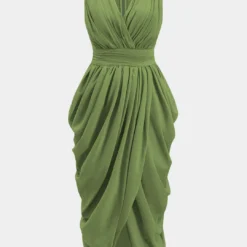 Ruched V-Neck Sleeveless Maxi Dress