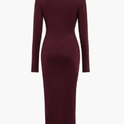 Solid Asymmetrical Ruched Slit Long-Sleeve Maxi Dress -Women's Clothing Store 4f8520fc dfce 4e5e 8a18 40e862433559