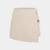 Solid Asymmetrical Beaded High Waist Skort