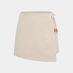 Solid Asymmetrical Beaded High Waist Skort
