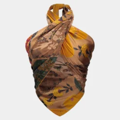 Retro Print Satin Tie-Up Tube Top -Women's Clothing Store 504ca7a9 5f6c 4c4e 968d 274cf70de47f