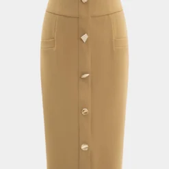 Metal Pleated Button Pocket Skirt