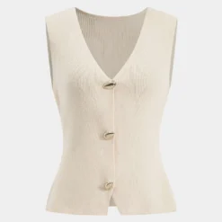 Sweater Metallic Button Tank Top -Women's Clothing Store 5103abc1 e263 4679 82cd 76955b028a8b