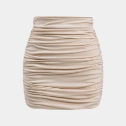 Solid Ruched Mini Skirt
