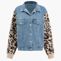 Leopard Print Patchwork Denim Jacket