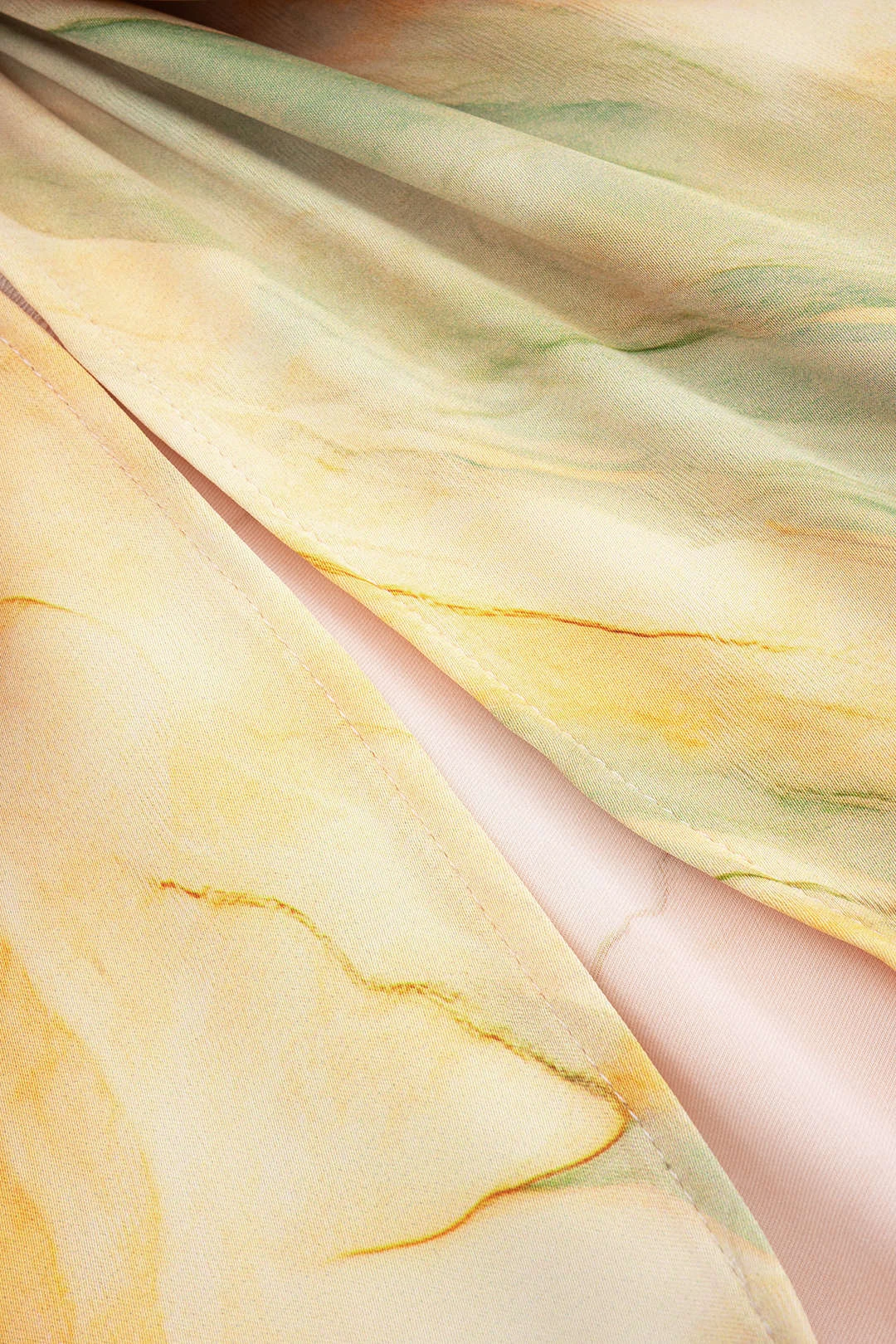 Tie Dye Print Satin High Slit Ruched Skirt 3 Tie Dye Print Satin High Slit Ruched Skirt - Image 3