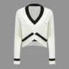 Knit V-Neck Patchwork Long-Sleeve Top