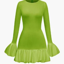 Solid Puff Bell Sleeve Mini Dress -Women's Clothing Store 52921271 a615 4bdd a014 e74fc2349fb3