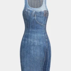 Abstract Print Sleeveless Mini Dress