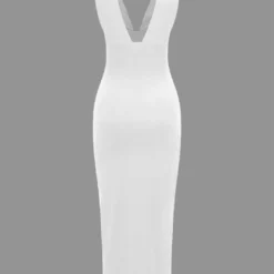 Solid Backless Ruched Slit Midi Dress -Women's Clothing Store 531534be 631f 42fd b3e1 f8e97543eadc