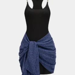 Tie Front Ruched Metallic Chain Patchwork Sleeveless Mini Dress -Women's Clothing Store 5322112b d894 4d8e acc8 3e1320e5a493