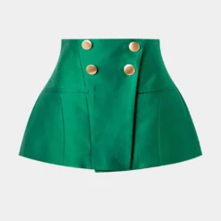 Satin Metallic Button Shorts