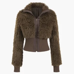 Faux Fur Knit Zipper Cardigan