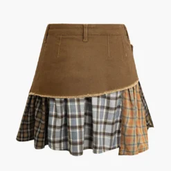 Color Block Print Denim Patchwork Mini Skirt -Women's Clothing Store 54427120 bde7 4921 8547 838bd7714552