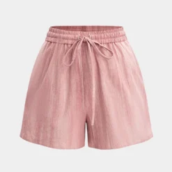 Linen Drawstring Ruched Shorts