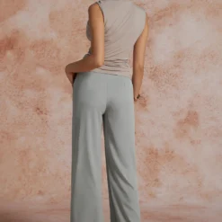 Asymmetric Waist Ruched Straight Leg Pants -Women's Clothing Store 549a11b8 f3c4 41e4 8802 a7712a1119f3