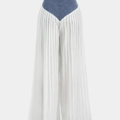 Denim Bustier Zipper Cami Top And Chiffon Pleated Patchwork Trousers Set -Women's Clothing Store 54c790b0 ddd0 48d1 a820 45881d8d22a4