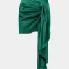 Satin Tie Ruched Skirt