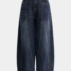 Denim Letter Print Wide Leg Jeans