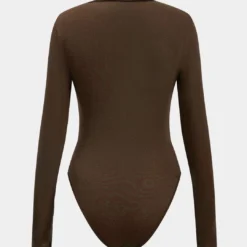 Knit Ruched Long Sleeve Bodysuit -Women's Clothing Store 54fbe309 bd20 4059 8593 69db12befd78