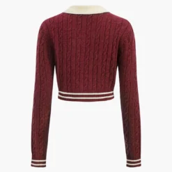 Knit Color Block Button Fake Pockets Long-Sleeve Top -Women's Clothing Store 5547c206 3288 4936 bfd8 42681b5c65a3